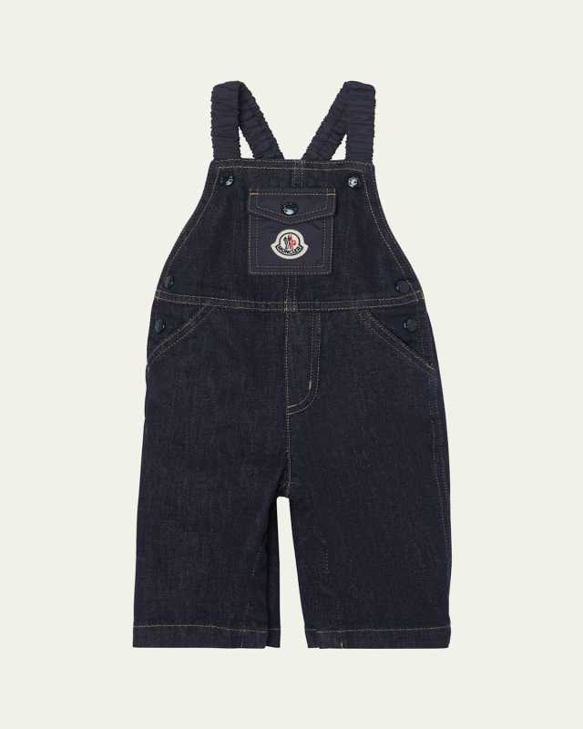 Boy's Logo Patch Denim Overalls, Size 9M-3